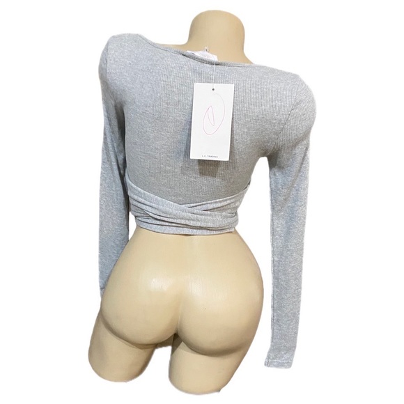 Olivaceous Sample Grey Tie Crop Top Small NWT New - Picture 2 of 2